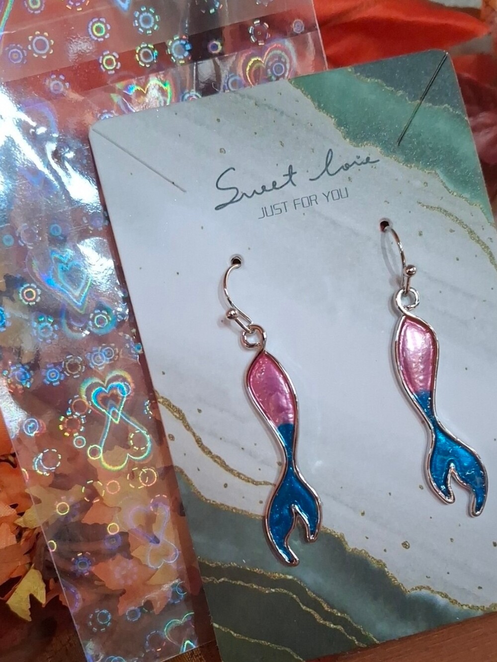 $8 Each Or Bundle 5/$20 Pink and Blue Mermaid Tail Drop Earrings